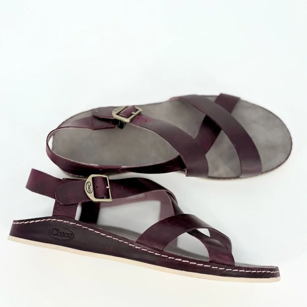 Chaco Leather Wayfarer Classic Z Sandal in Fig - Picture 8 of 15